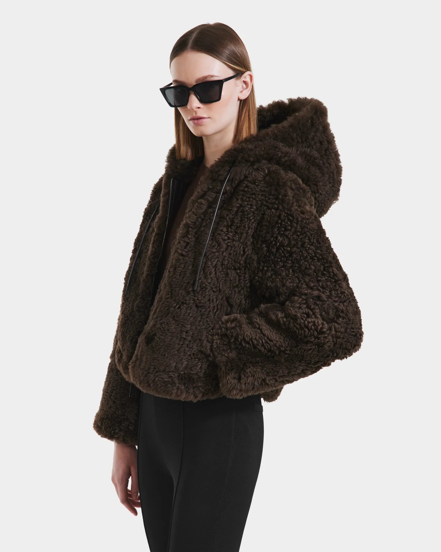 NORAH REVERSIBLE SHEARLING JACKET - BLACK ESPRESSO