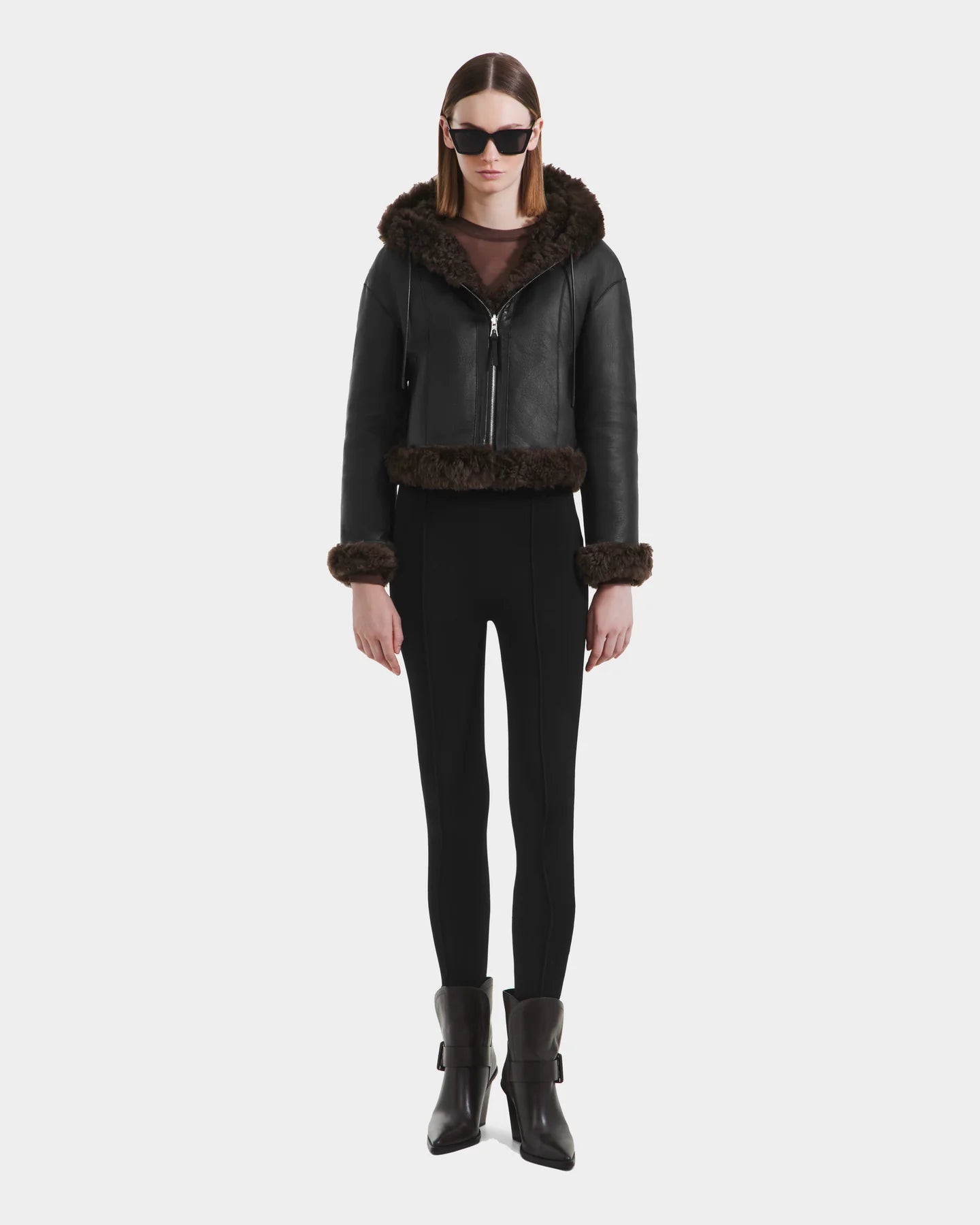 NORAH REVERSIBLE SHEARLING JACKET - BLACK ESPRESSO