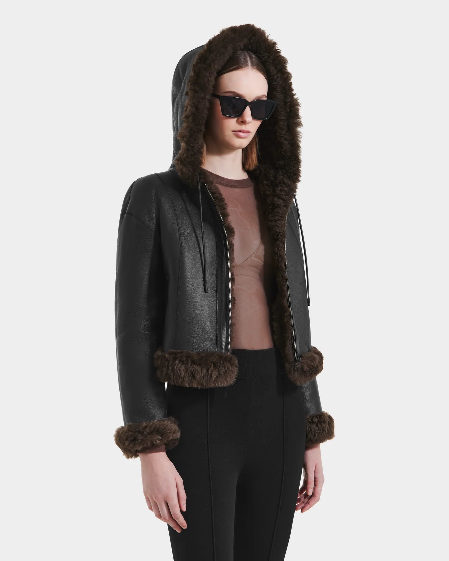 NORAH REVERSIBLE SHEARLING JACKET - BLACK ESPRESSO