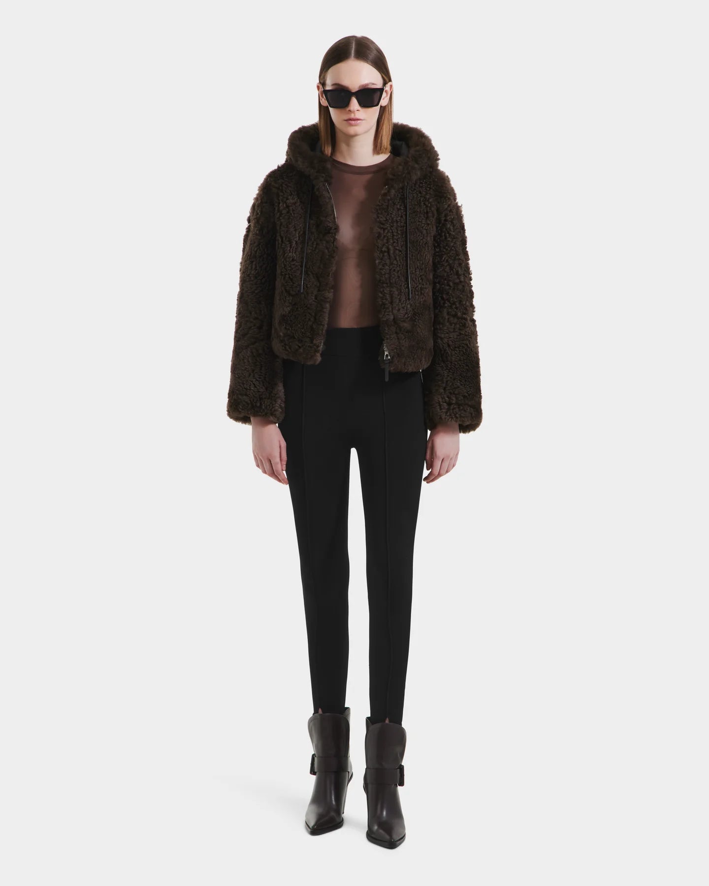NORAH REVERSIBLE SHEARLING JACKET - BLACK ESPRESSO