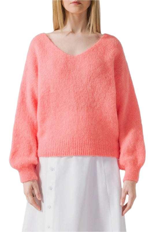 MILANA ALPACA BLEND SWEATER - SALMON