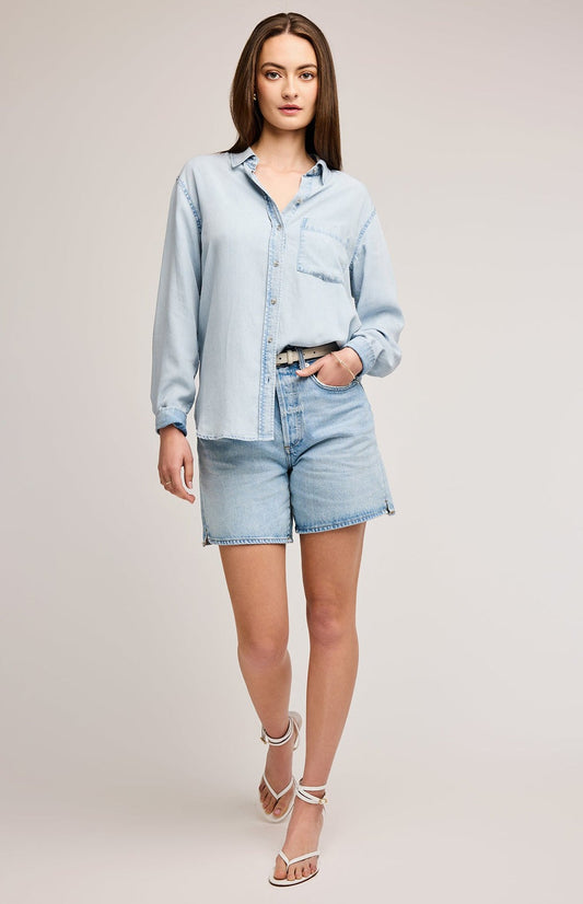 OZZY TENCEL BUTTON UP SHIRT - LIGHT BLUE