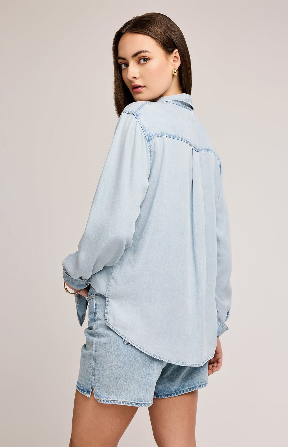 OZZY TENCEL BUTTON UP SHIRT - LIGHT BLUE