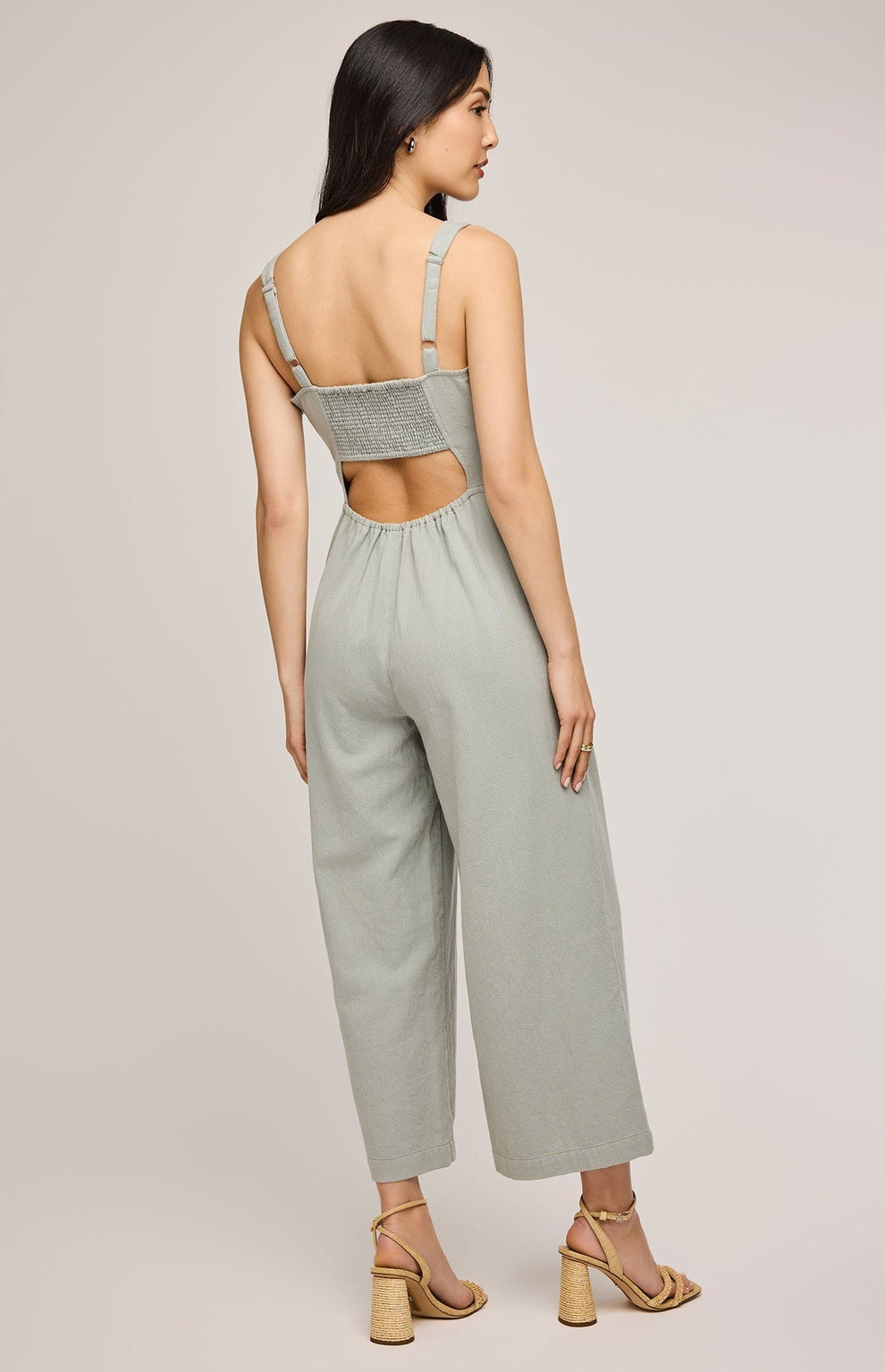 HAVANA TEXTURED COTTON TWILL JUMPSUIT - ALOE