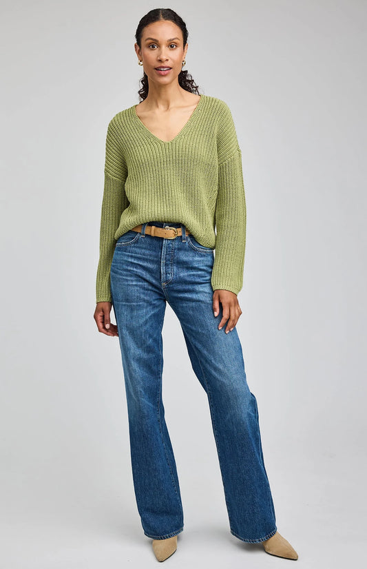 SPENCER V-NECK KNIT SWEATER - MEADOW