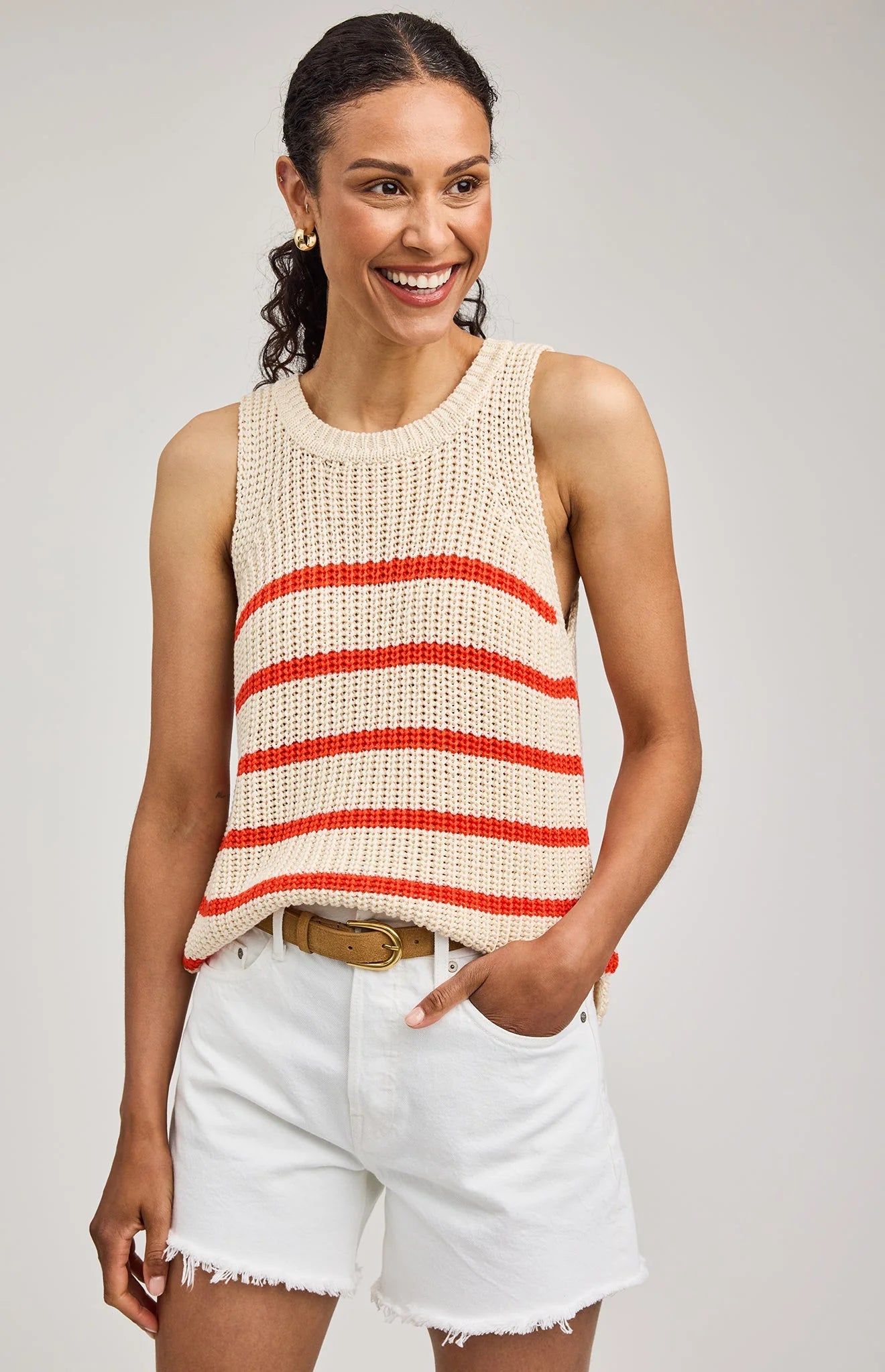 ANDREA KNIT TANK - GRENADINE STRIPE