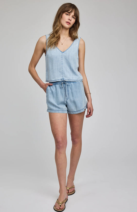COLETTE LIGHT DENIM TOP - LIGHT BLUE