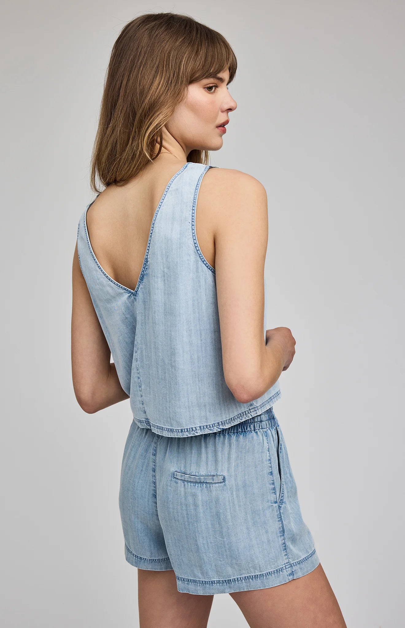 COLETTE LIGHT DENIM TOP - LIGHT BLUE