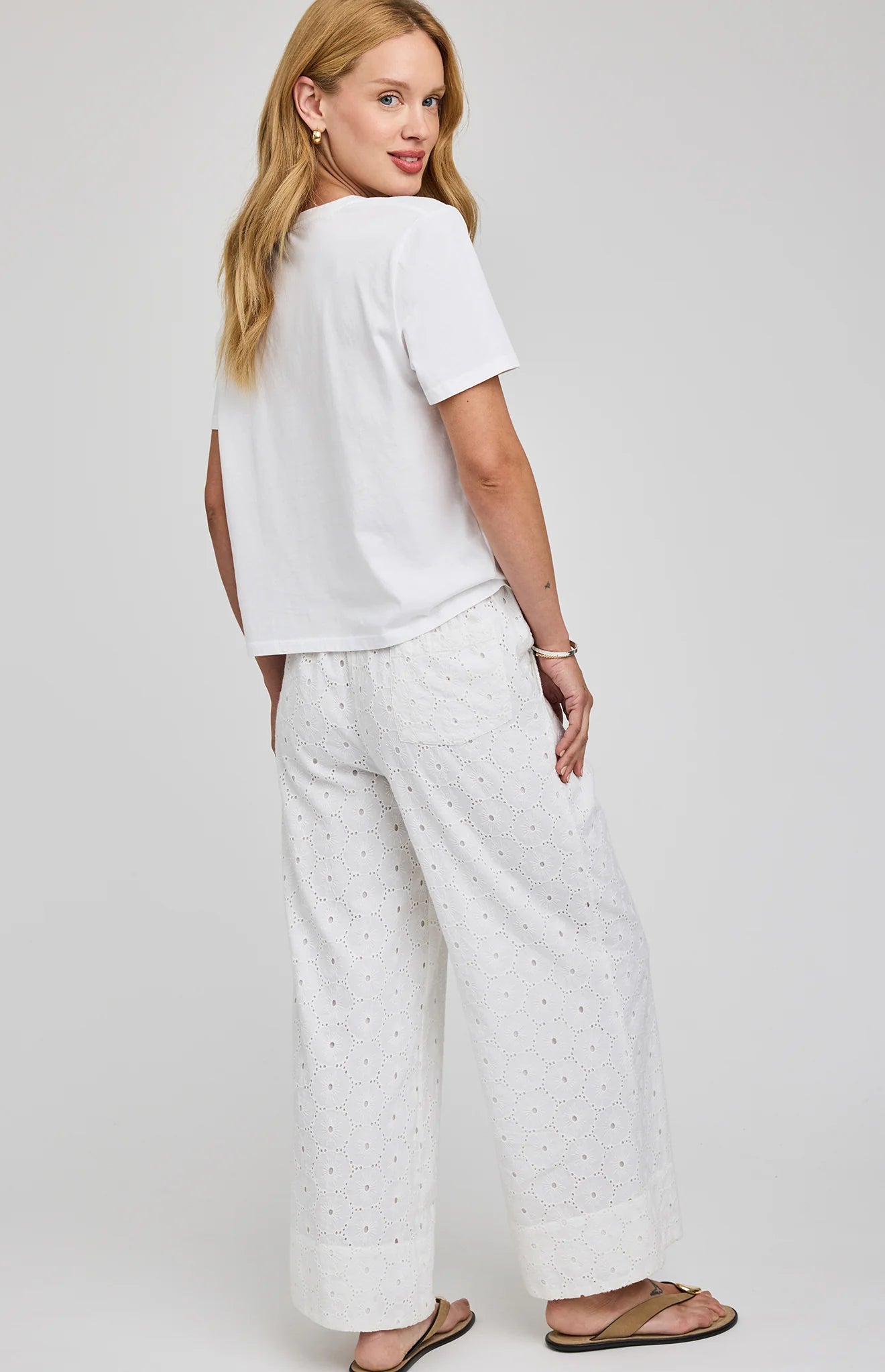 MARTINA EYELET PANT - WHITE
