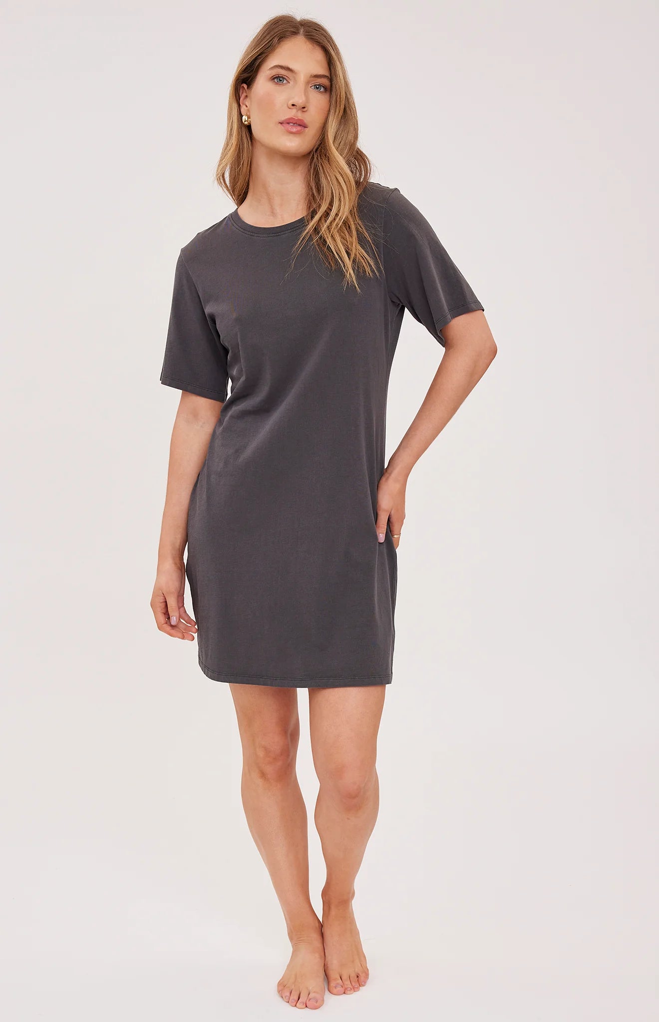 CINDY T-SHIRT DRESS - WASHED BLACK