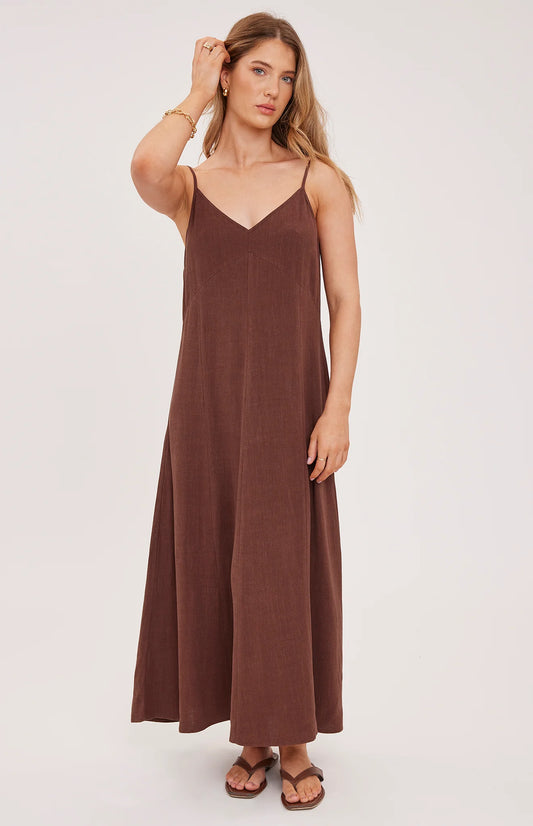 VIRGINIA LINEN DRESS - ESPRESSO