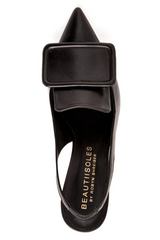 GRETA BLACK LEATHER HEEL