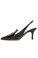 GRETA BLACK LEATHER HEEL