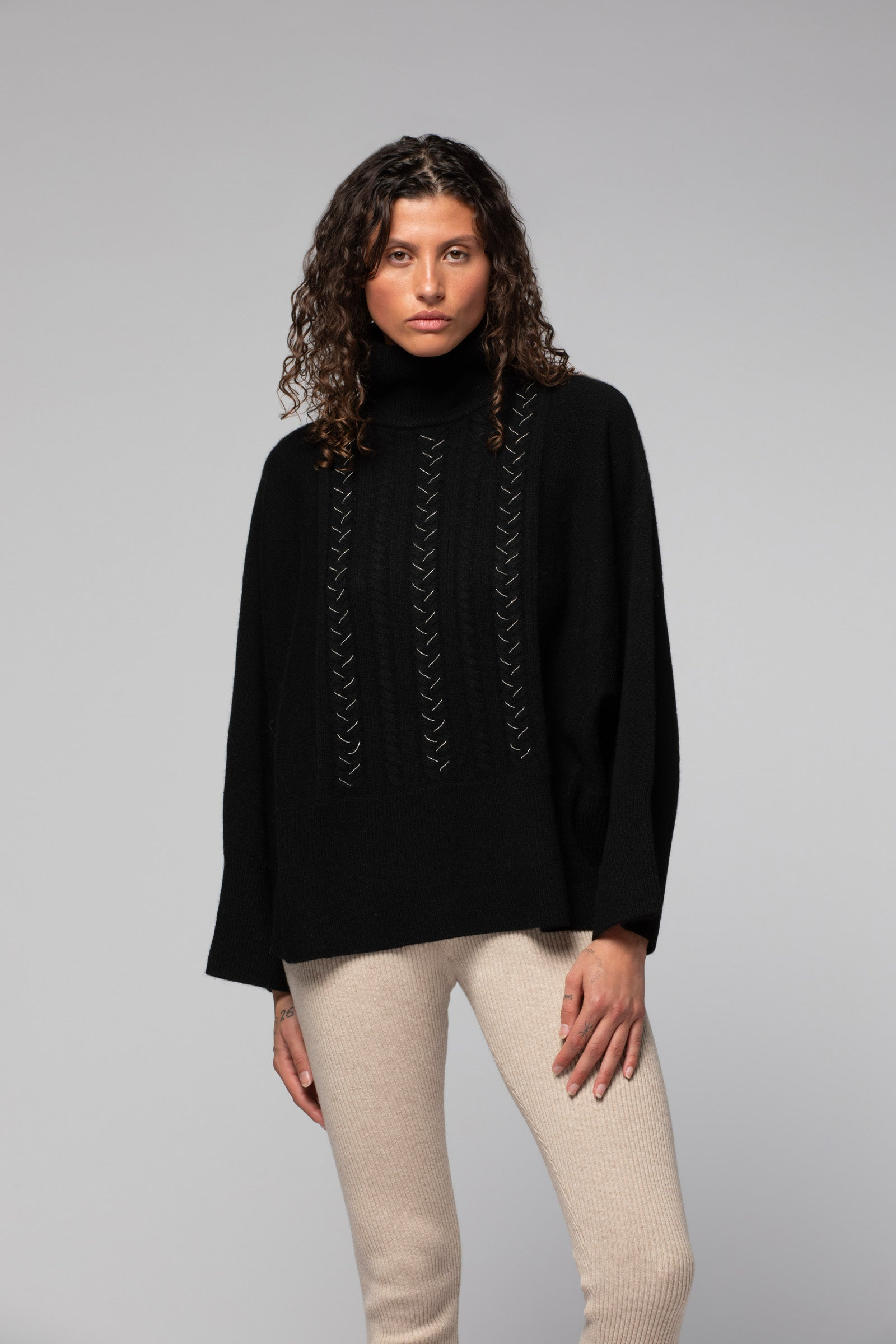 PARFAITE WOOL CASHMERE TURTLENECK SWEATER - BLACK