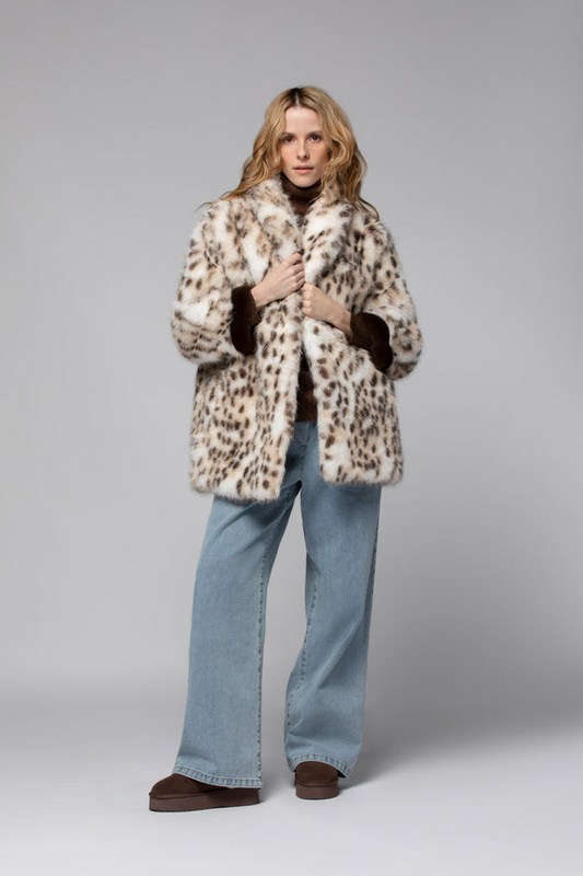 VAYNA FAUX FUR JACKET - CHEETAH PRINT