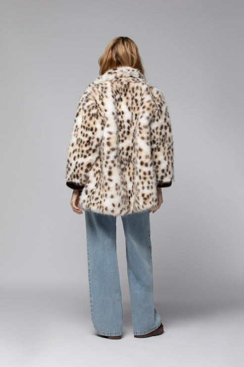 VAYNA FAUX FUR JACKET - CHEETAH PRINT