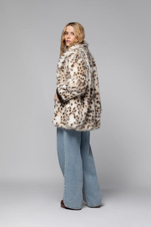 VAYNA FAUX FUR JACKET - CHEETAH PRINT