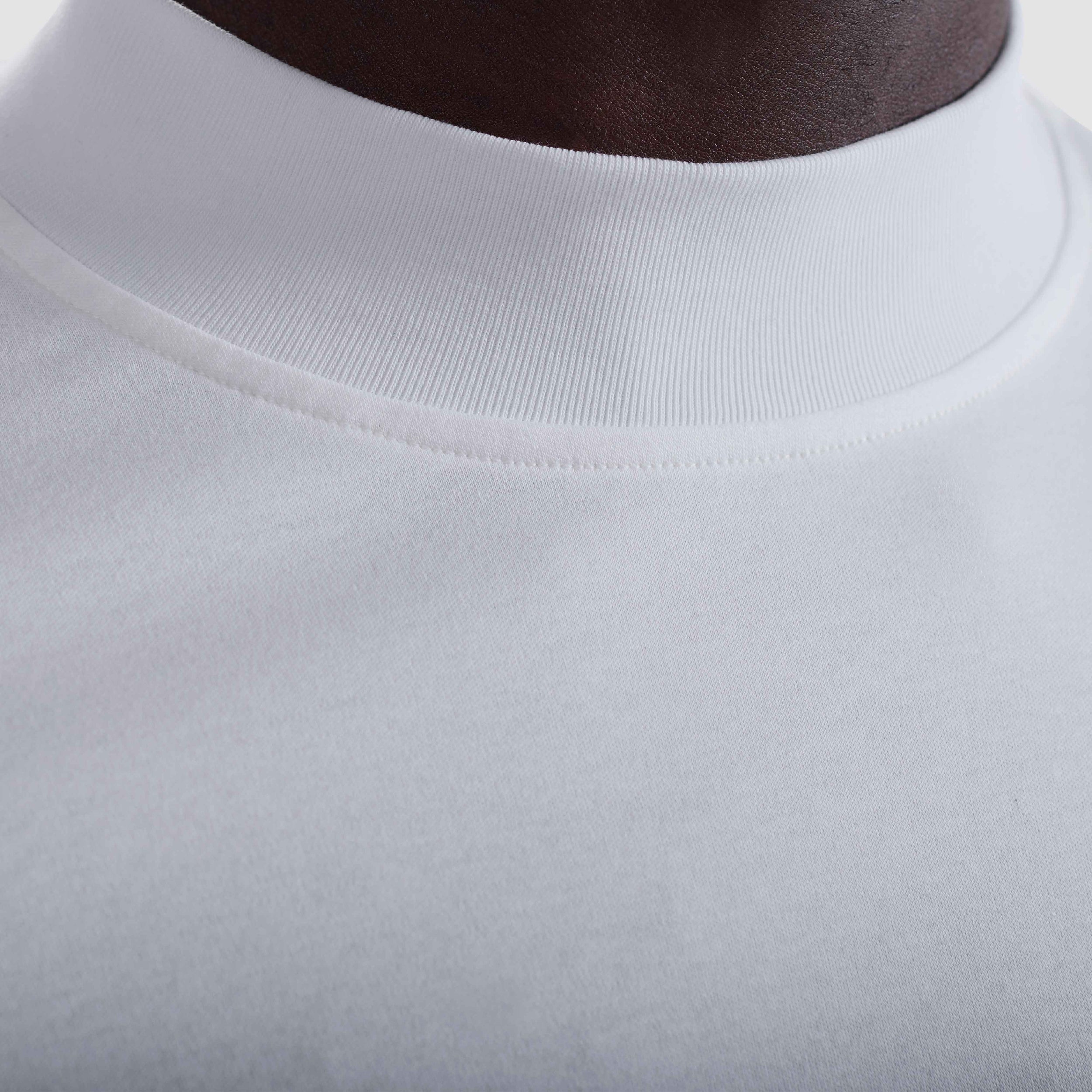LONG SLEEVE MOCK NECK COTTON T-SHIRT - CHALK