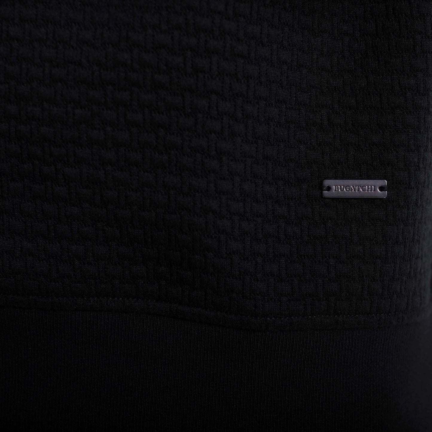 TEXTURED 1/4 ZIP KNIT PULLOVER - BLACK