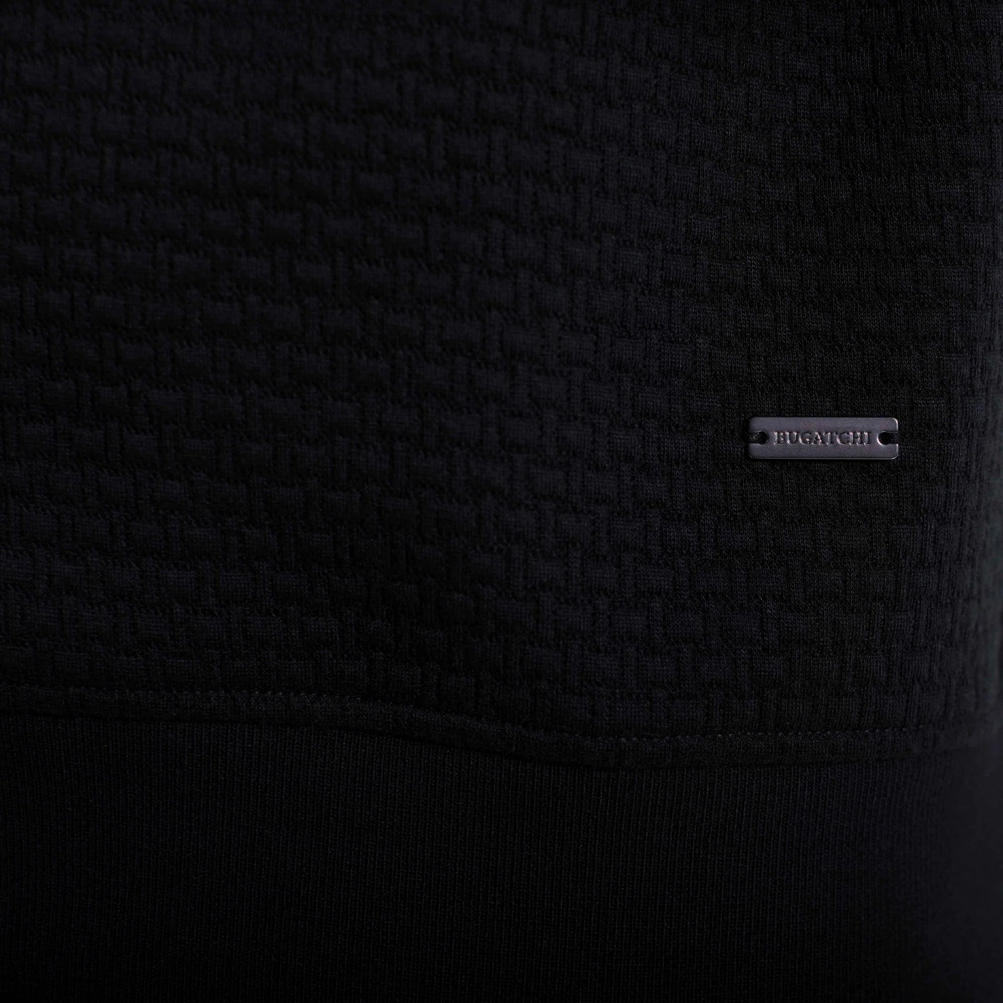 TEXTURED 1/4 ZIP KNIT PULLOVER - BLACK