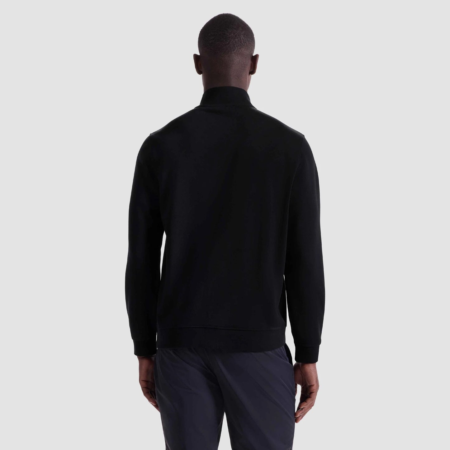 TEXTURED 1/4 ZIP KNIT PULLOVER - BLACK