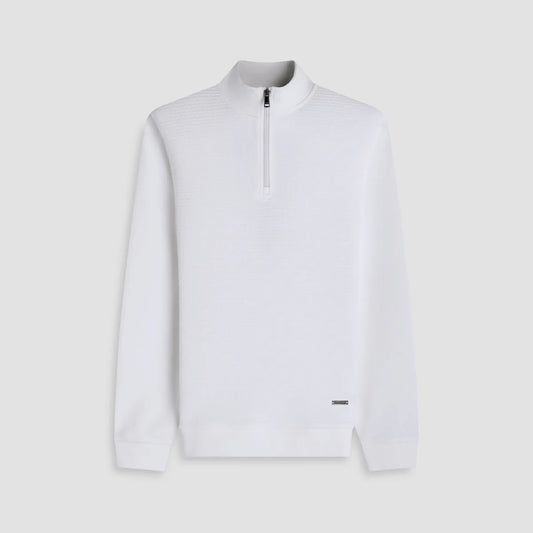 TEXTURED 1/4 ZIP KNIT PULLOVER - CHALK