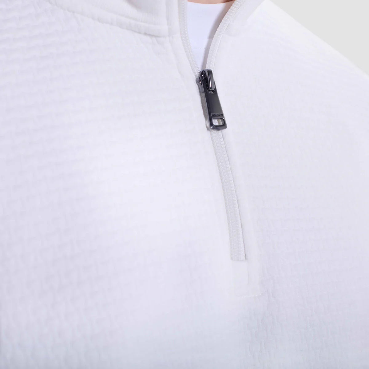 TEXTURED 1/4 ZIP KNIT PULLOVER - CHALK