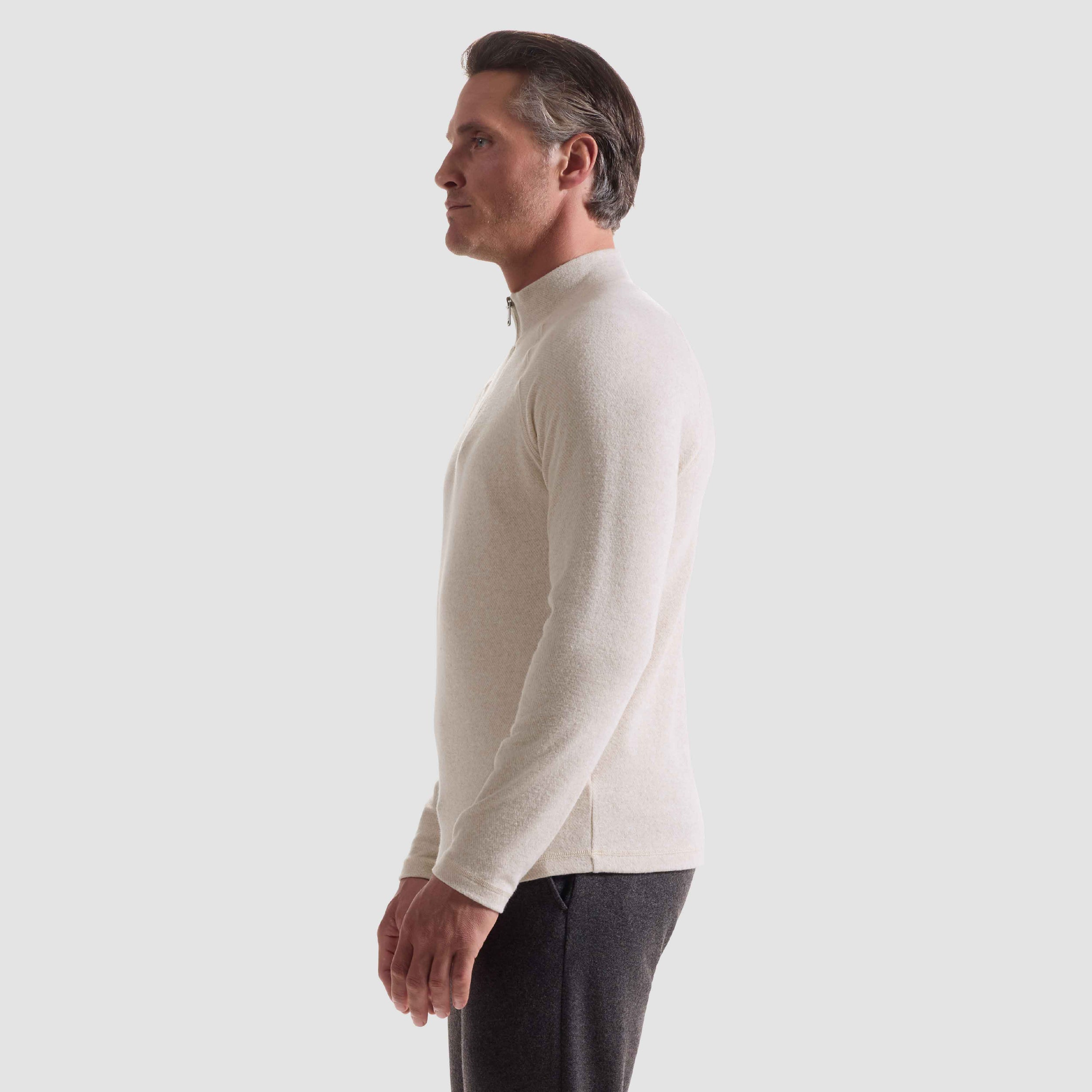 HEATHERED FLANNEL 1/4 ZIP PULLOVER - SAND