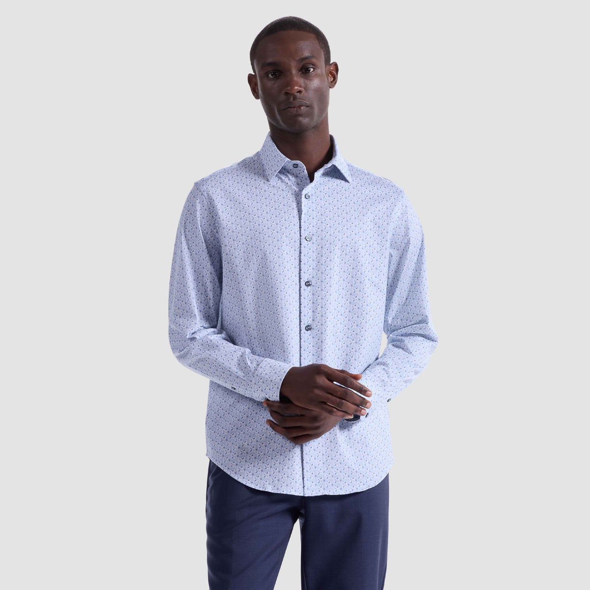 MOSAIC TILES 8 WAY STRETCH SHIRT - SKY
