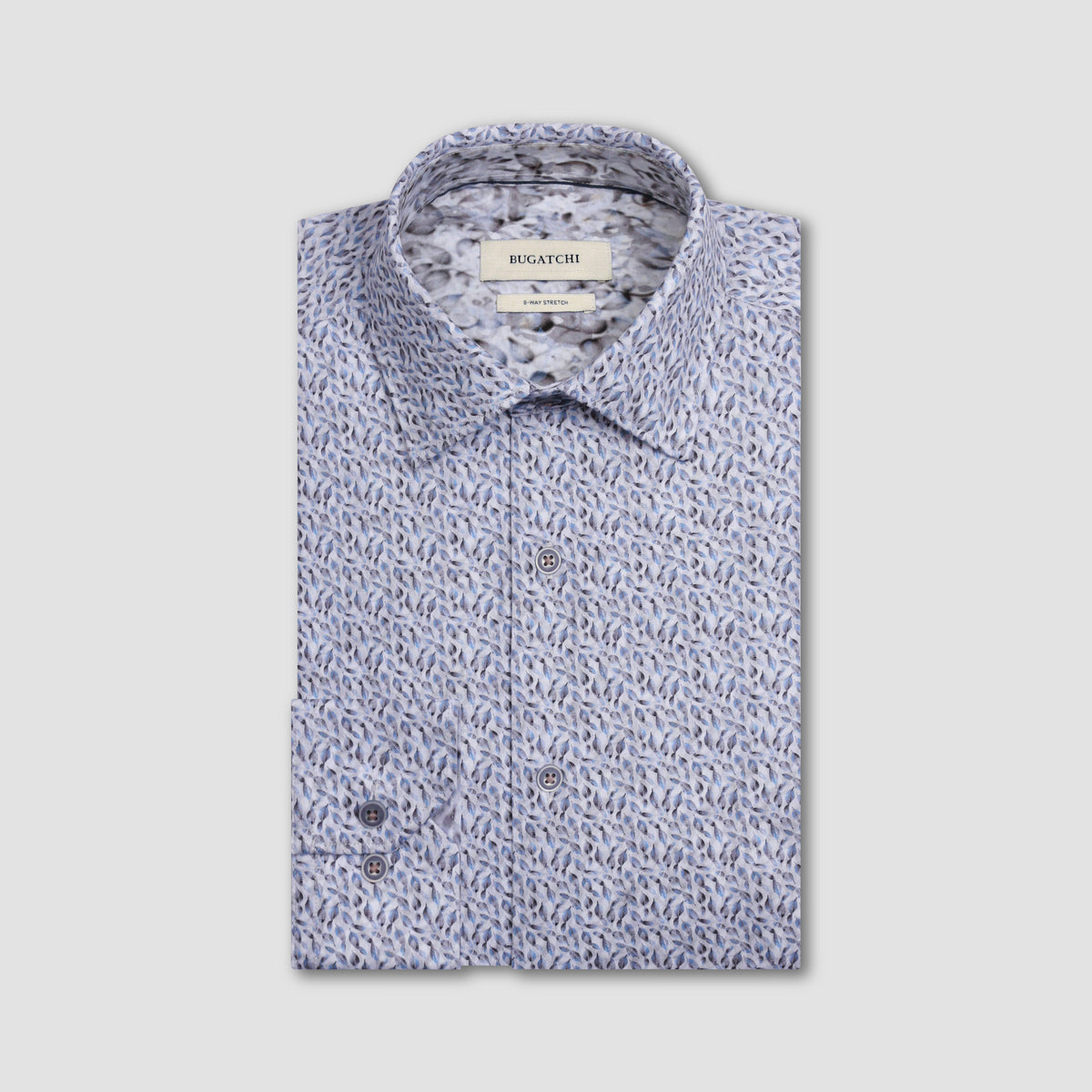 SMALL BOTANICAL PRINT 8 WAY STRETCH SHIRT - PLATINUM