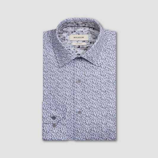 SMALL BOTANICAL PRINT 8 WAY STRETCH SHIRT - PLATINUM