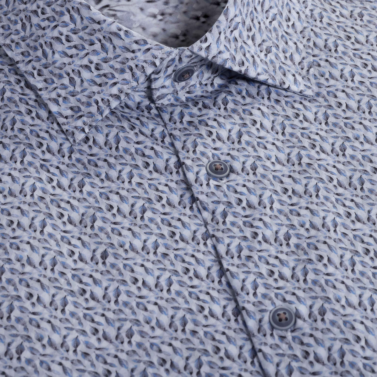 SMALL BOTANICAL PRINT 8 WAY STRETCH SHIRT - PLATINUM