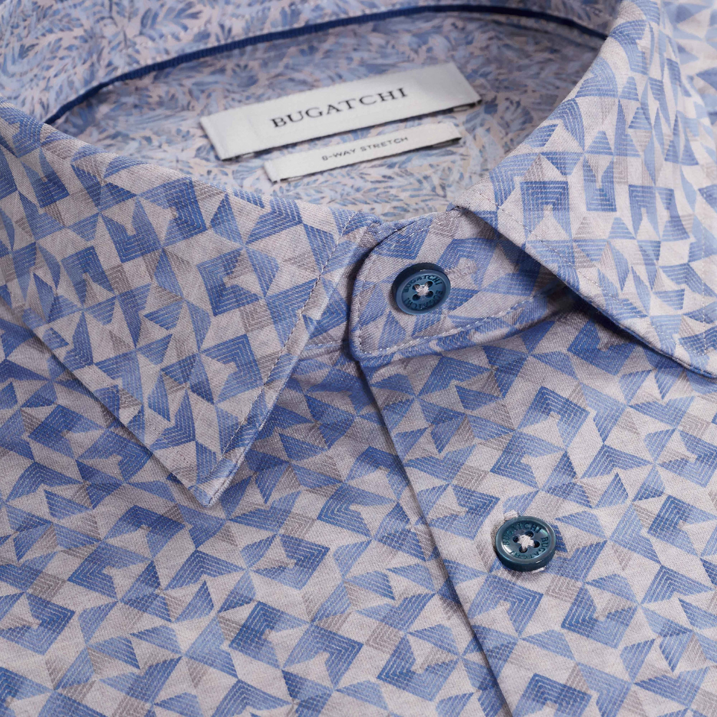 GEOMETRIC PRINT 8 WAY STRETCH SHIRT - SAND