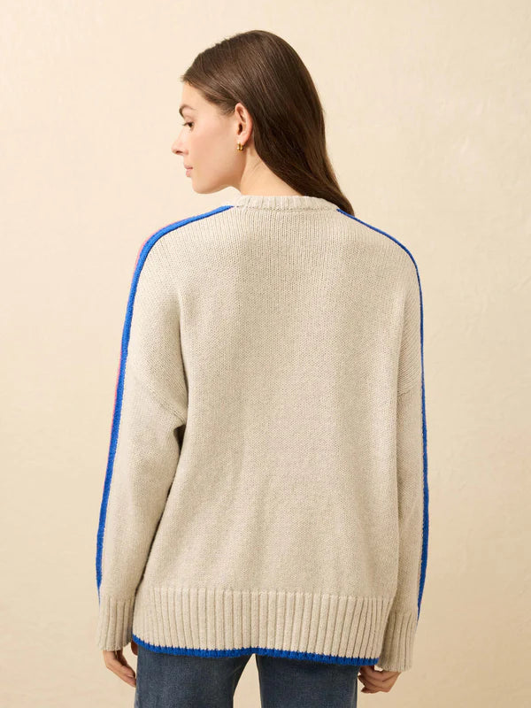 HEIRLOOM COTTON SUMMIT PULLOVER - ICE GREY HEATHER STRIPE
