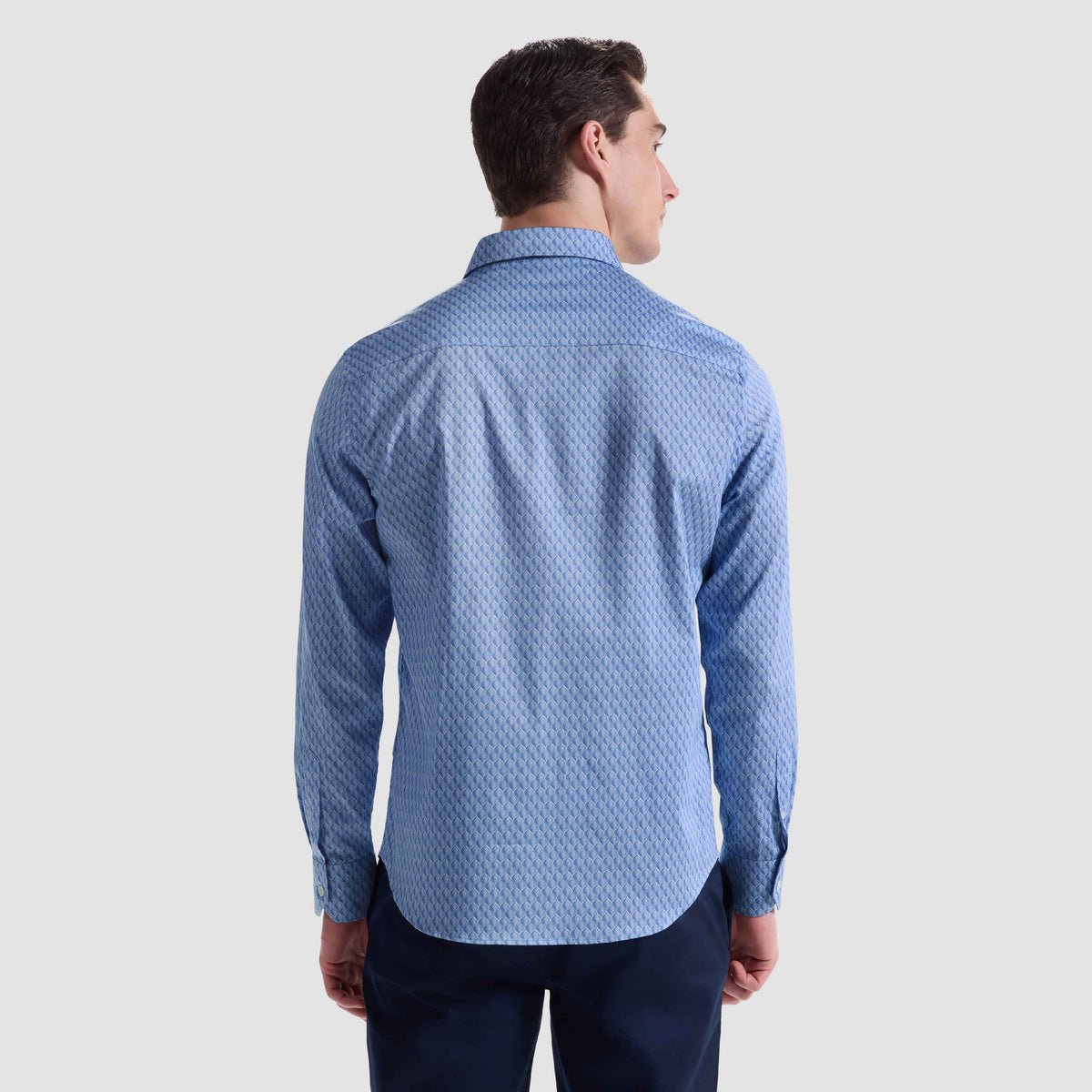 OPTICAL PRINT COMFORT STRETCH SHAPED FIT SHIRT - AIR BLUE