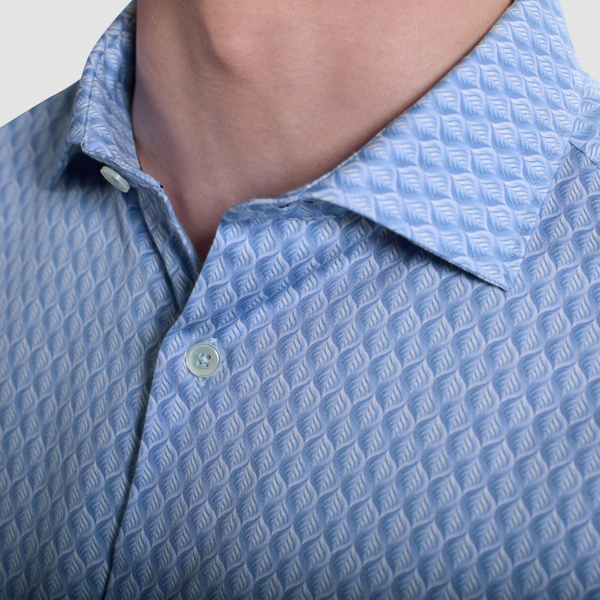 OPTICAL PRINT COMFORT STRETCH SHAPED FIT SHIRT - AIR BLUE