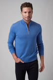 CLASSIC MERINO ZIP MOCK SWEATER - POOL