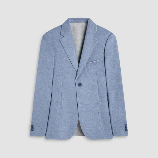 LASER CUT WOOL BLEND SOFT BLAZER - AIR BLUE