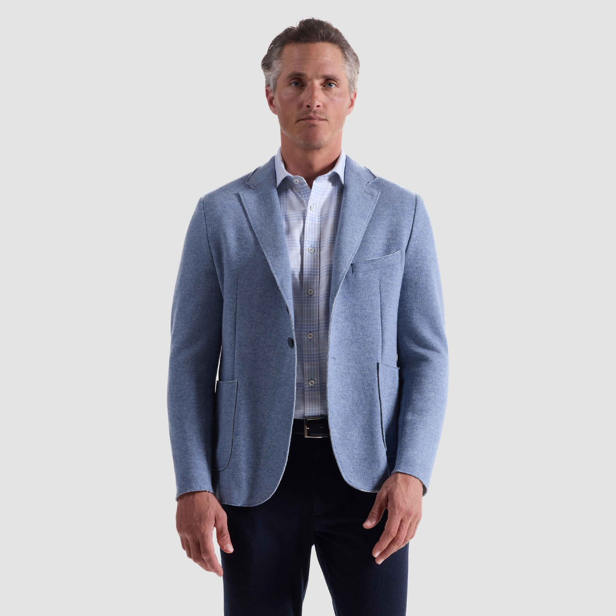 LASER CUT WOOL BLEND SOFT BLAZER - AIR BLUE