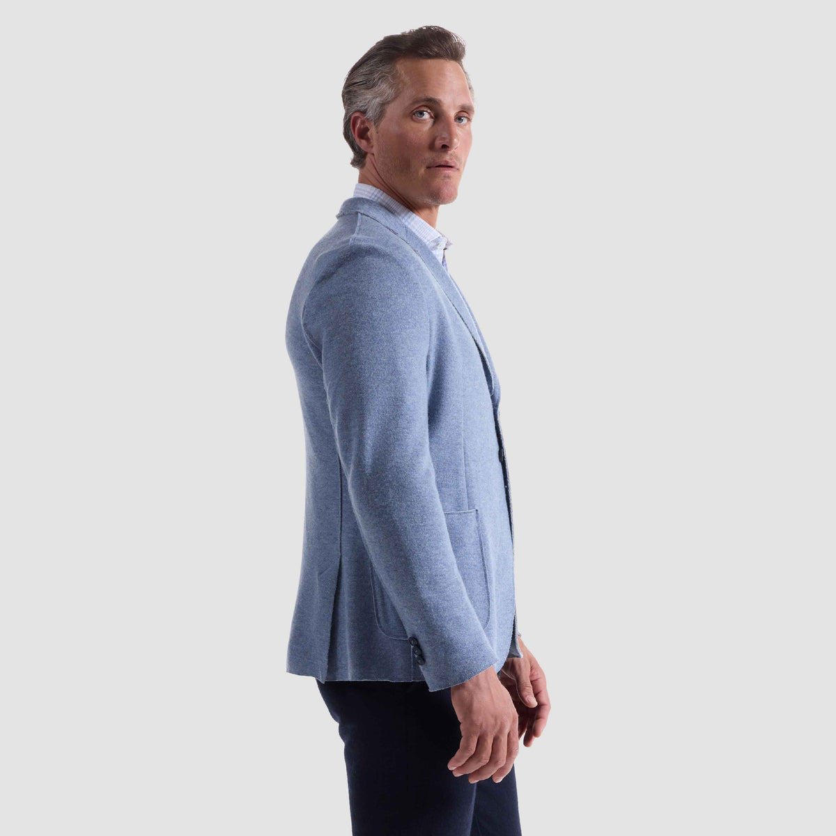 LASER CUT WOOL BLEND SOFT BLAZER - AIR BLUE
