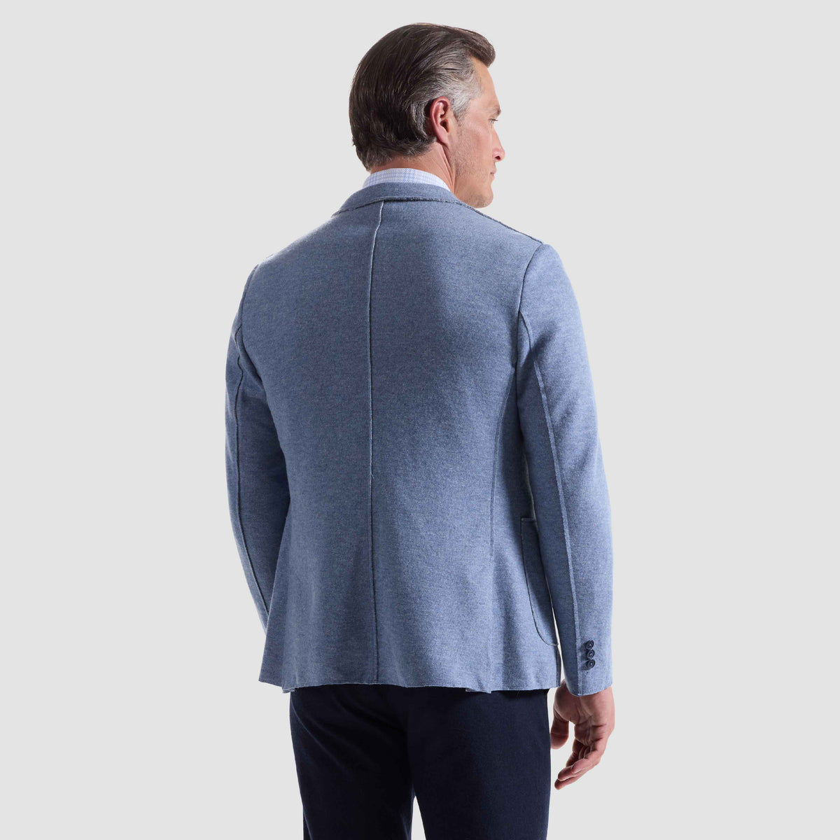 LASER CUT WOOL BLEND SOFT BLAZER - AIR BLUE