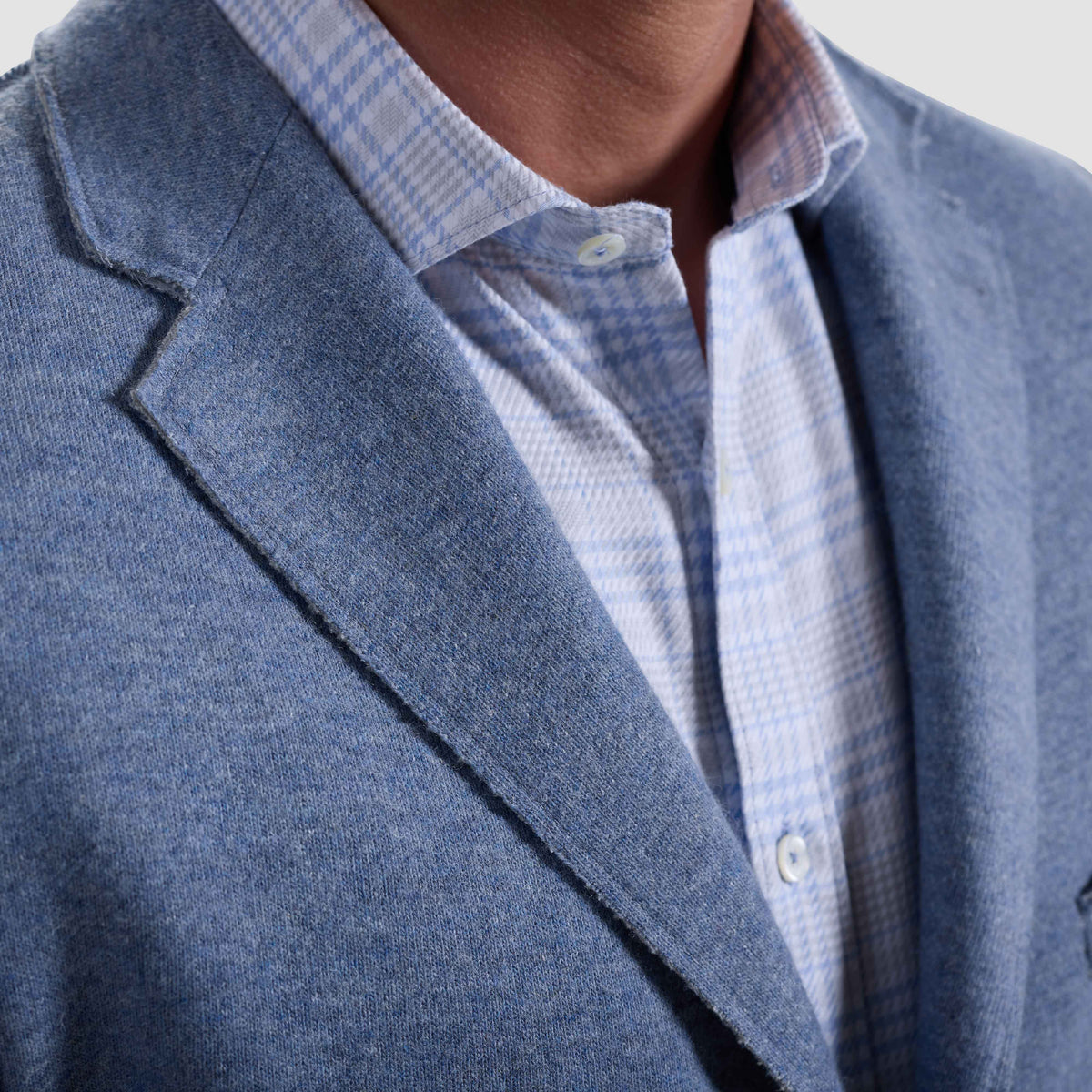 LASER CUT WOOL BLEND SOFT BLAZER - AIR BLUE