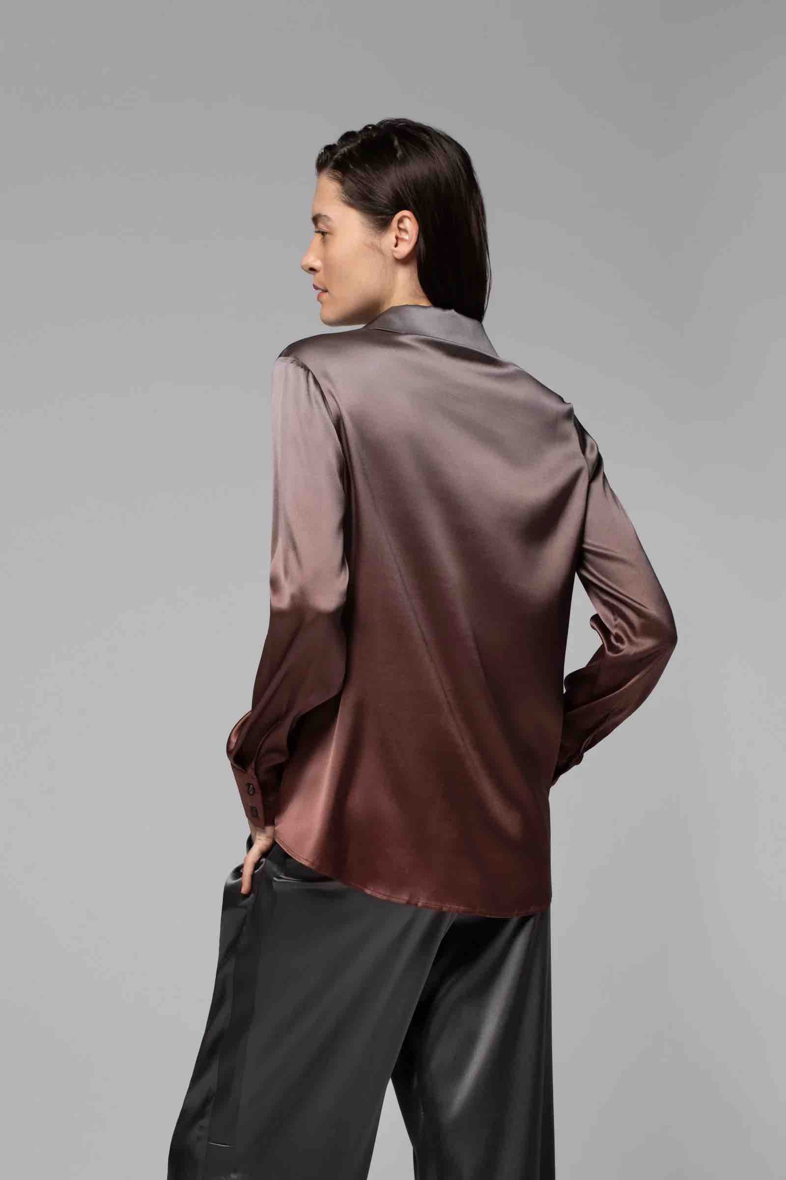 LEVY SILK BLOUSE - GRADIENT CHOCOLATE