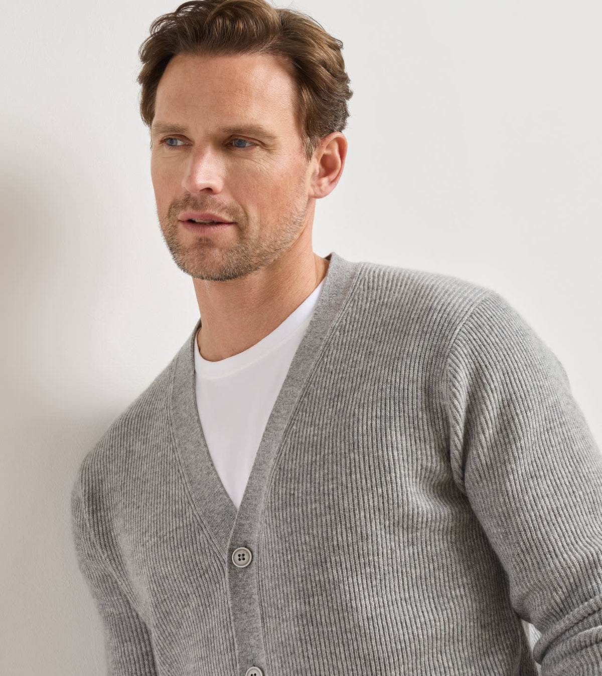 ALPINE V-NECK CARDIGAN SWEATER - GALE GREY