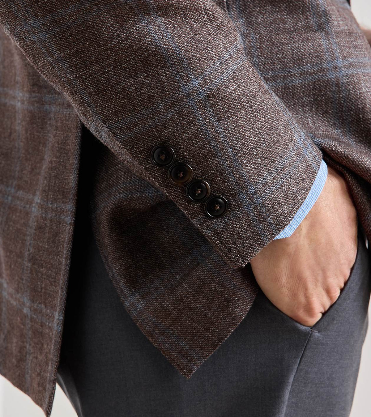 ARDEN WINDOWPANE SOFT JACKET - ASH BROWN