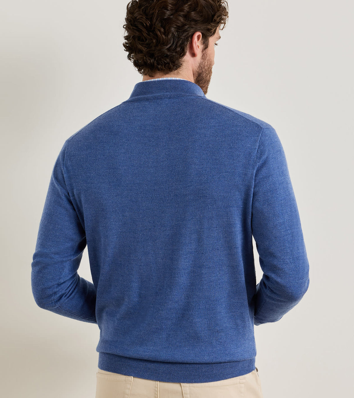 AUTUMN CREST SUEDE TRIM 1/4 ZIP SWEATER - CROWN BLUE