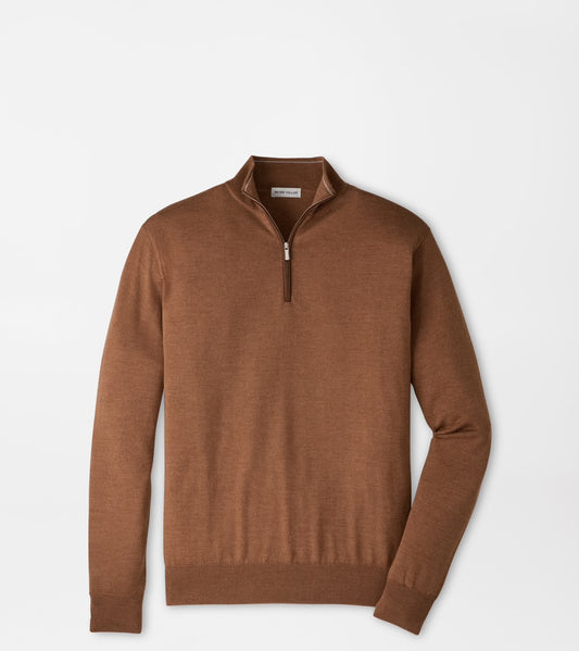 AUTUMN CREST SUEDE TRIM 1/4 ZIP SWEATER - DARK AMBER