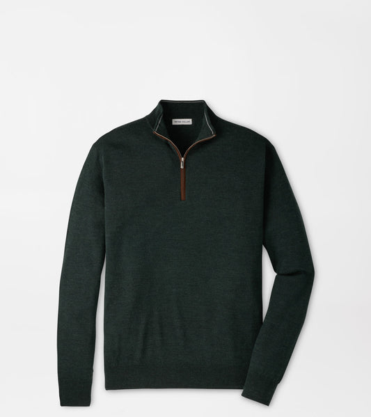 AUTUMN CREST SUEDE TRIM 1/4 ZIP SWEATER - PINE BROOK