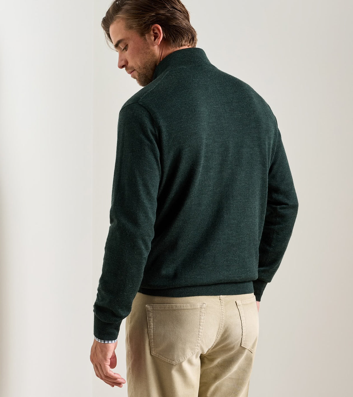 AUTUMN CREST SUEDE TRIM 1/4 ZIP SWEATER - PINE BROOK