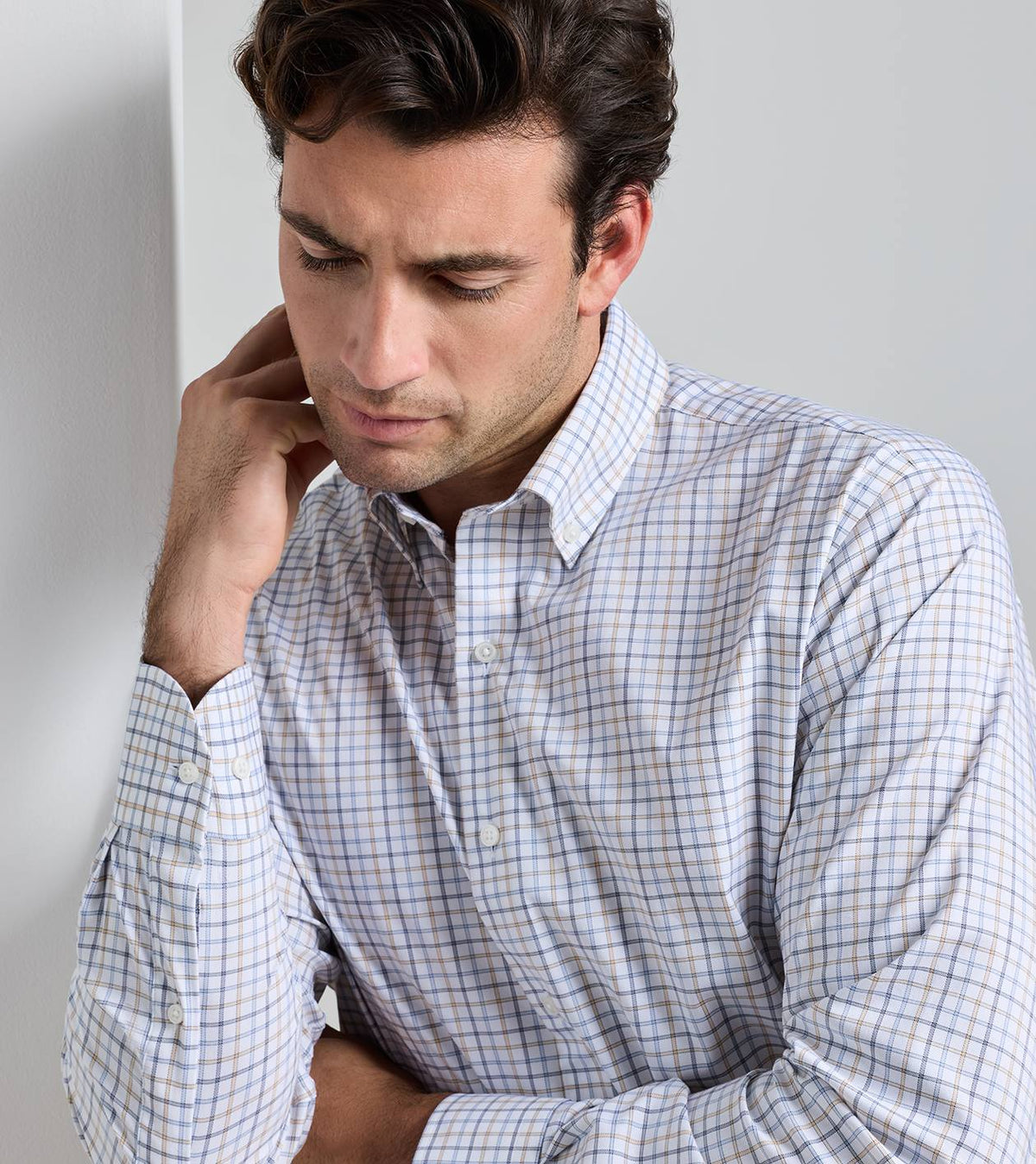 BRUCE CROWN LITE COTTON STRETCH SHIRT - NAVY
